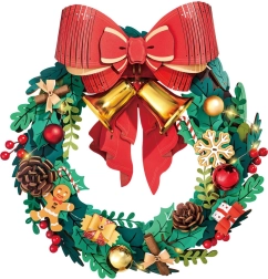 Puzzle 3D din lemn cu iluminare – coroniță de Advent ROBOTIME ROLIFE