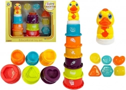 Piramidă educativă pentru copii cu cești și rățușcă