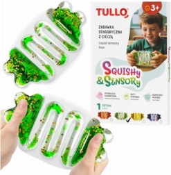 Minge senzorială antistres de strâns cu lichid, verde