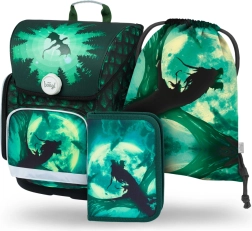 Set școlar BAAGL Ergo Drak: ghiozdan, penar, săculeț