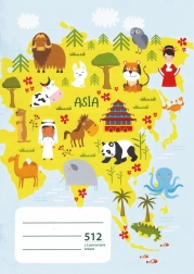 Caiet școlar A5 cu linii și două linii auxiliare pentru începători, 10 file