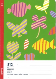 caiet școlar A5 cu linii auxiliare pentru începători, 10 foi