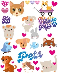 aplicații termotransfer cu animale – coală mare 20 × 30 cm