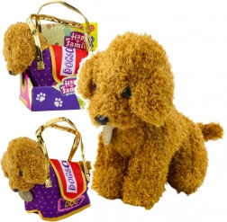 Pudel de pluș în geantă cu scai – animăluț bej deschis