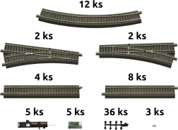 Roco geoLINE set de șine cu terasament și accesorii pentru seturi de pornire digitale
