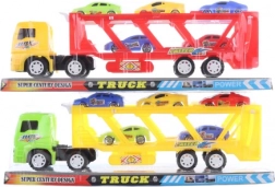 Transportor de mașini cu mecanism inerțial, cu 5 mașinuțe, plastic