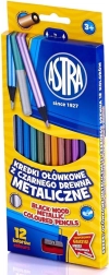 Astra creioane colorate metalice 12 buc cu ascuțitoare
