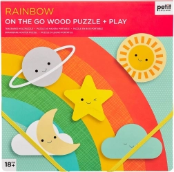Petit Collage puzzle din lemn rezistent – Curcubeu