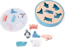 Puzzle din lemn cu contururi cu animalele oceanului