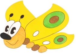 Decorațiune din lemn de mărime medie, fluture galben