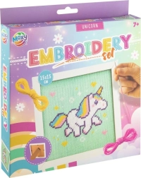 MOXY set de broderie în cruciuliță – unicorn