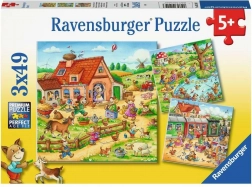 Puzzle Ravensburger Vacanță la țară 3×49 piese