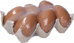 Ouă decorative de plastic maro 6 cm, 6 buc