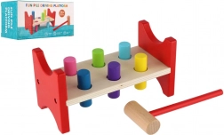 Banc de bătut din lemn cu ciocănel pentru dezvoltarea motricității