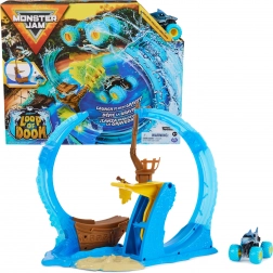Monster Jam Megalodon Loop of Doom pistă cascadorii cu lansator și mașină 1:64