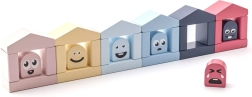 Cubika Pastel căsuțe colorate – joc de construcție din lemn, 30 piese