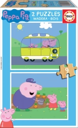 Puzzle din lemn Educa Purcelușa Peppa 2x9 piese