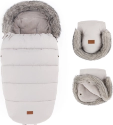 Petite&Mars set de iarnă sac pentru cărucior Comfy 4în1 + mănuși pentru cărucior Furry champagne shower