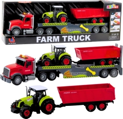 Set camion cu tractor și remorcă – lumini și sunete, roșu