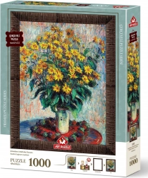 Puzzle cu margine florală și adeziv 3în1 Anghinare de Ierusalim 1000 piese