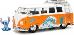 Figurină Stitch 4 cm și model Volkswagen T1 1:24 de la Jada Toys