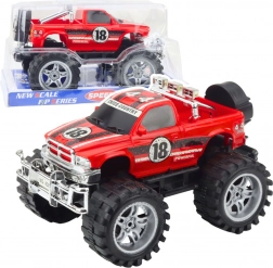 Mașină off-road cu tracțiune pe roțile din spate, roți mari, roșie, 27 cm