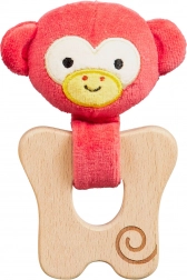 Petit Collage jucărie de dentiție maimuțică din bumbac organic și lemn