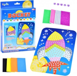 Mozaic creativ din spumă cu rachetă – autocolante decupate pentru copii