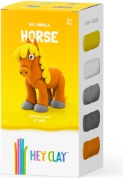 Pastă de modelat HEY CLAY – animale, set cu 18 recipiente