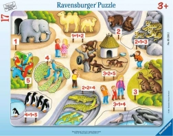 RAVENSBURGER Puzzle Primele numărări până la 5 la ZOO 17 piese