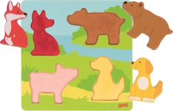 goki puzzle senzorial din lemn cu animale