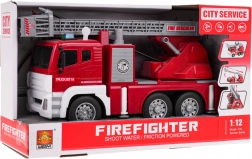 Mașină de pompieri interactivă cu funcții de lumină, sunet și apă la scară 1:12