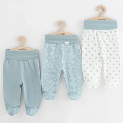 Pantaloni cu botoșei pentru bebeluși New Baby Classic II, mentă, set 3 buc