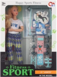 Păpușă articulată cu accesorii fitness
