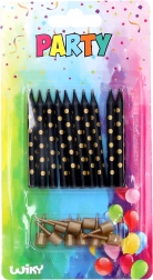 Lumânări cu suporturi cu puncte aurii, 10 buc.