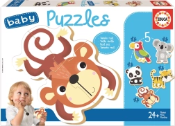 Educa baby puzzle Animale sălbatice 5în1 (3–5 piese)