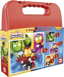 Puzzle în valiză IRON MAN 4 în 1 (6, 9, 12, 16 piese)
