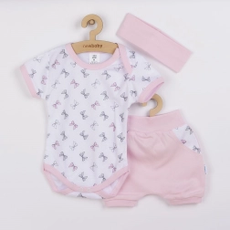 Set de vară din bumbac pentru fetițe NEW BABY Perfect Summer, roz, 3 piese