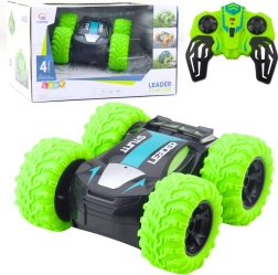 Mașină RC cascadorie 2,4 GHz cu lumini și rotații 360° – verde