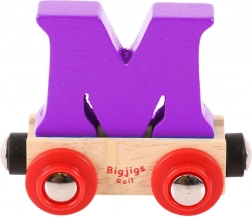 Vagonet din lemn cu litera M BIGJIGS RAIL