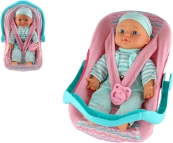 Păpușă bebeluș cu corp moale în scoică cu suzetă 30 cm