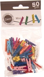 Mini cleștișori din lemn colorați 2,5 cm (50 buc.)