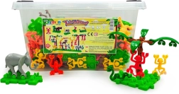 Set de construcție LinkaZoo animăluțe 216 piese – cuburi educative de conectare