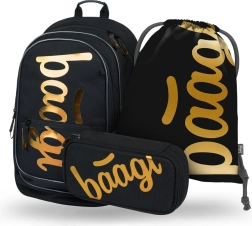 SET 3 bucăți BAAGL Core Metallic Bronze: rucsac, penar, săculeț