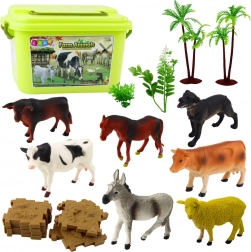 Set figurine animale cu copaci și valiză 57 piese
