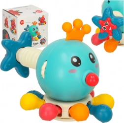 Jucărie senzorială și inel gingival pentru bebeluși, căluț de mare Bibi-Inn albastru