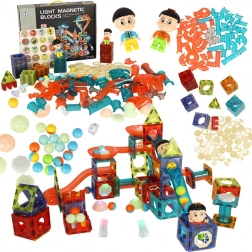 Cărămizi de construcție magnetice cu tobogan pentru bile luminos – 202