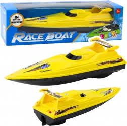 Barcă cu motor galbenă propulsată de baterie