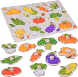 Puzzle educativ din lemn legume