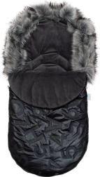 New Baby sac de iarnă luxos pentru bebeluși cu blăniță, negru